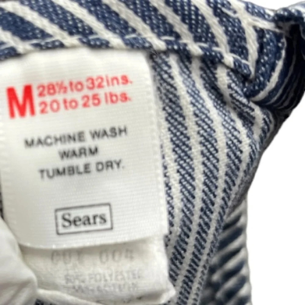 Vintage Sears Baby Railroad Stripe Train Overalls Hickory Denim 20-25lb 32in